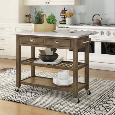 Argo Giddens Kitchen Cart with Stainless Steel Top by Laurel Foundry Modern Farmhouse