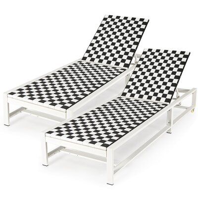 Patiojoy 2pcs Patio Chaise Lounge Chair Outdoor Aluminum Adjustable 5-position Recliner With Wheel For Garden Yard Pool by Orren Ellis