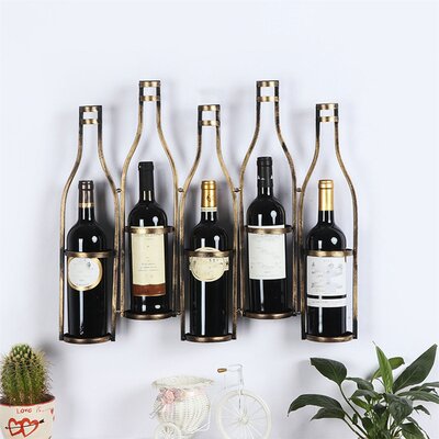 Knolan 5 Bottle Wall Mounted Wine Bottle Rack in Bronze by 17 Stories