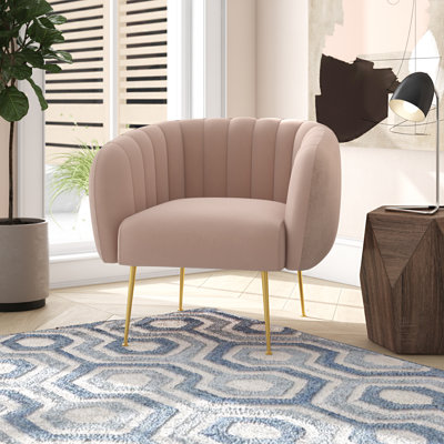 32" Wide Velvet Barrel Chair by Everly Quinn