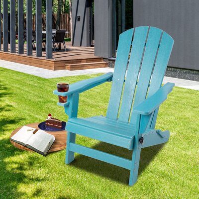 Bartonville Folding Adirondack Chair Patio Outdoor Chairs HDPE Plastic Resin Deck Chair by Rosecliff Heights