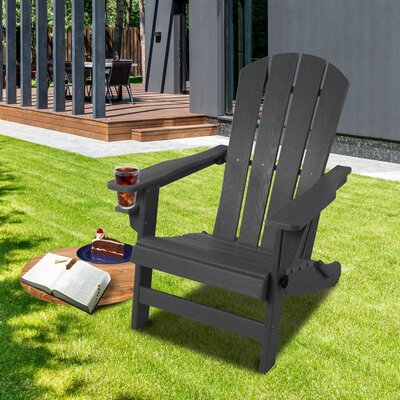 Bartonville Folding Adirondack Chair Patio Outdoor Chairs HDPE Plastic Resin Deck Chair by Rosecliff Heights
