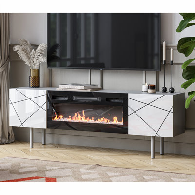 London TV Stand for TVs up to 70" with Electric Fireplace Included by Latitude Run
