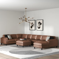 Lamesa 174" Wide Leather Match Left Hand Facing Modular Corner Sectional with Ottoman by Wade Logan