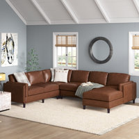 122" Wide Leather Match Left Hand Facing Corner Sectional by Sand & Stable