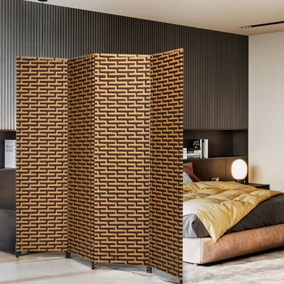 Bayou Breeze 4 Panel Folding Room Divider Weave Fiber Privacy Partition Screen 6ft Tall by Bayou Breeze