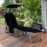 Adjustable Outdoor Beach Patio Pool Recliner With Sun Shade by Arlmont & Co.