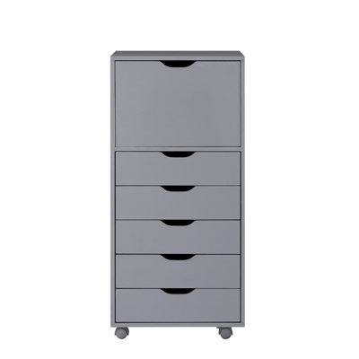 Garysburg 6-Drawer Dresser with Side Cabinet, Rolling Storage Organizer with Lockable Wheels, Modern Drawer Chest for Bedroom, Closet, Apartment – Spa by Latitude Run