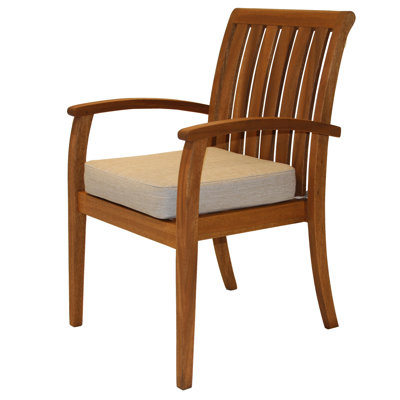 Kinsler Solid Wood Slat Back Stacking Arm Chair in Eucalyptus by Birch Lane