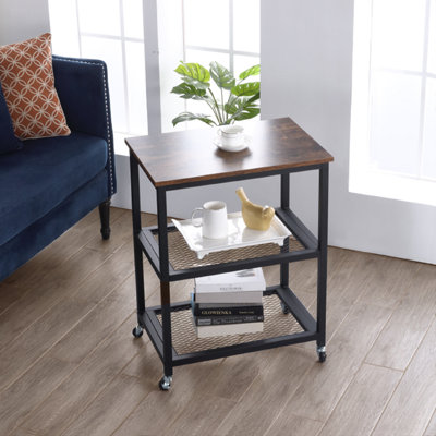 Industrial Rolling Kitchen Cart with Storage Shelves by 17 Stories