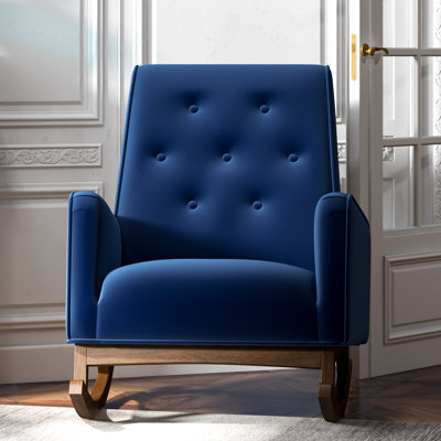 Achna Mid Century Modern Velvet Rocker Livingroom and Bedroom Rocking Chair by Hashtag Home
