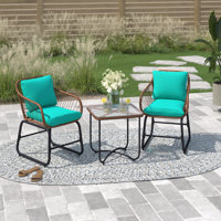 Artis Beachcrest Home? 3pcs Outdoor Bistro Set Patio Conversation Furniture Set W/ Cushions