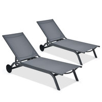 Christerpher Outdoor Aluminum Chaise Lounge Recliner Chair with Adjustable Backrest Grey by Arlmont & Co.