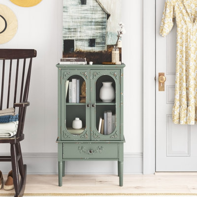 Vaillancourt 2-Door Mint Green Antique-Style Tall Cabinet With Drawer by Laurel Foundry Modern Farmhouse