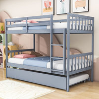 Twin Over Twin Wooden Standard Bunk Bed With Twin Size Trundle by Harriet Bee