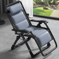 Daisie Ice Silk Zero Gravity Chair, Folding Portable Padded Reclining Lounge Chair with Headrest, Side Table, Supports up to 440lbs by Arlmont & Co.