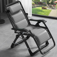 Daisie Ice Silk Zero Gravity Chair, Folding Portable Padded Reclining Lounge Chair with Headrest, Side Table, Supports up to 440lbs by Arlmont & Co.