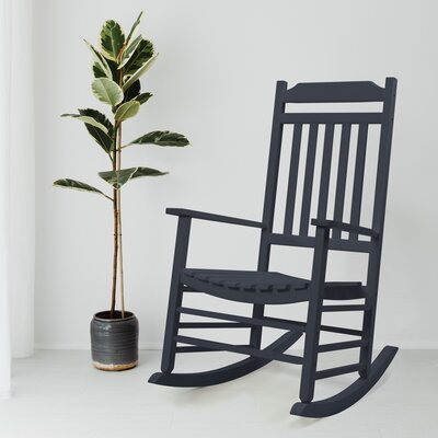 Hymes High Back Slat Rocking Chair, Solid Wood Outdoor Rocking Chair by Andover Mills