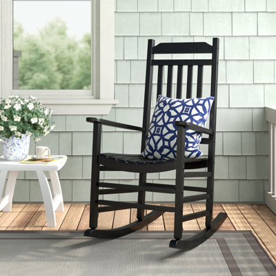 Hymes High Back Slat Rocking Chair, Solid Wood Outdoor Rocking Chair by Andover Mills