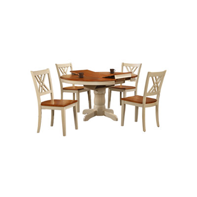 Panola 42"X42"X60" Round Whiskey Mocha Double X- Back5-Piece Dining Set by Canora Grey