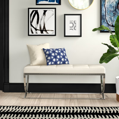 Addien Faux Leather Bench by Wade Logan