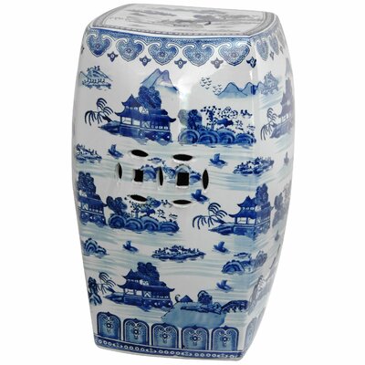 Feuerstein Blue/White Garden Stool