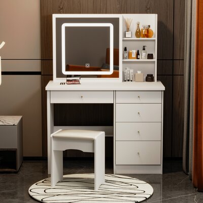Hoschton Vanity Set with Stool and Mirror by Willa Arlo Interiors