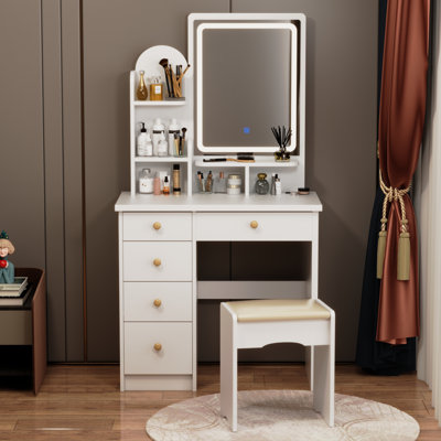 Hoschton Vanity Set with Stool and Mirror by Willa Arlo Interiors