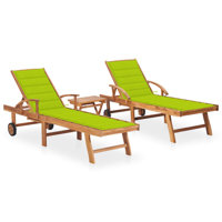 Doucet 78" Long Teak Single Chaise with Cushions