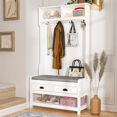 Modern Hall Tree with Bench and Shoe Storage by Red Barrel Studio