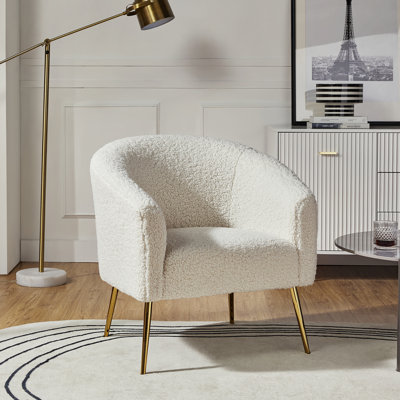 Dawson Boucle Barrel Chair With Metal Legs by Willa Arlo Interiors