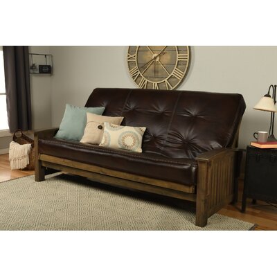 Stratford Queen 87" Wide Faux Leather Tufted Back Futon and Mattress by The Twillery Co.