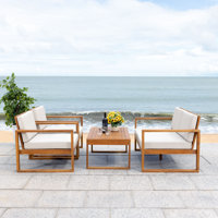 Aneesha Tern Solid Wood 4 - Person Seating Group with Cushions