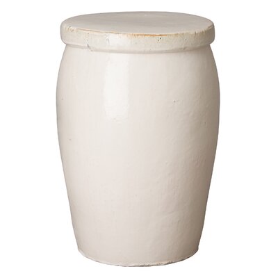 Henriikka DRUM TOO STOOL DISTRESS WHITE 15X21" by Gracie Oaks