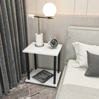 Calvester Nightstand - Modern Square End Table with Lower Shelf by Wade Logan