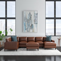 Agatina 148" Wide Leather Match Left Hand Facing Corner Sectional with Ottoman by Wade Logan