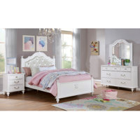 Chinna 4 Piece Leatherette And Wood Twin Bedroon Set In White by Rosdorf Park