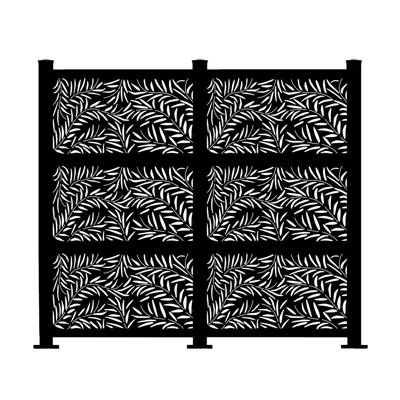 Dornell 102" W x 75" H Laser Cut Metal Privacy Screen Fence, Decorative Outdoor Divider by Arlmont & Co.