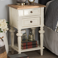 Arcola 2 - Drawer Nightstand in White/Weathered Oak by Ophelia & Co.