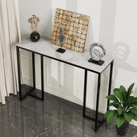 39.4" Marble Console Table Sintered Stone High-End Sofa Side Table by Orren Ellis
