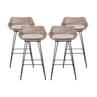 Aranza Outdoor Wicker And Iron Barstool by Sand & Stable