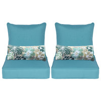 Lucy Outdoor Seat and Back Cushion(Set of 2 Seats, 2 Backs, 2 Pillows) by Trule