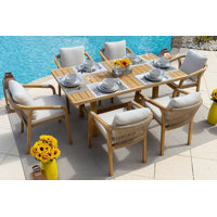 Darnecia 6 - Person Rectangular Solid Acacia Wood Outdoor Dining Set