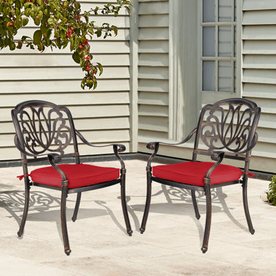 Virdi Patio Dining Side Chair with Cushion by Bloomsbury Market