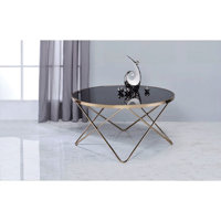 Stylish Crossing V Shaped Base Coffee Table,With Glass Tabletop by Everly Quinn