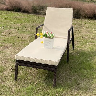 Outdoor Patio Lounge Chairs Rattan Wicker Patio Chaise Lounges Chair Patio Lounger Furniture With 5-Level Adjustable Backrest & Removable Cushioned Se by Latitude Run