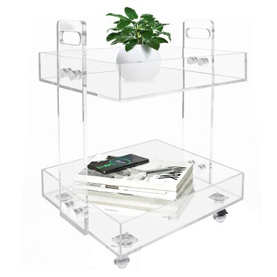 Suyeko 2 Tiers Clear Acrylic Bar Cart by Orren Ellis