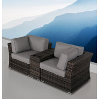 Wapping Wicker Fully Assembled 2 - Person Seating Group with Cushions