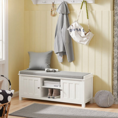 Peterson Modern Design Storage Bench with 2 Doors and Seat Cushion by Red Barrel Studio