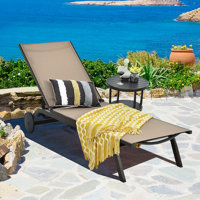 Arlmont & Co. 2-piece Outdoor Aluminum Chaise Lounge Recliner Chair With Adjustable Backrest Black by Arlmont & Co.